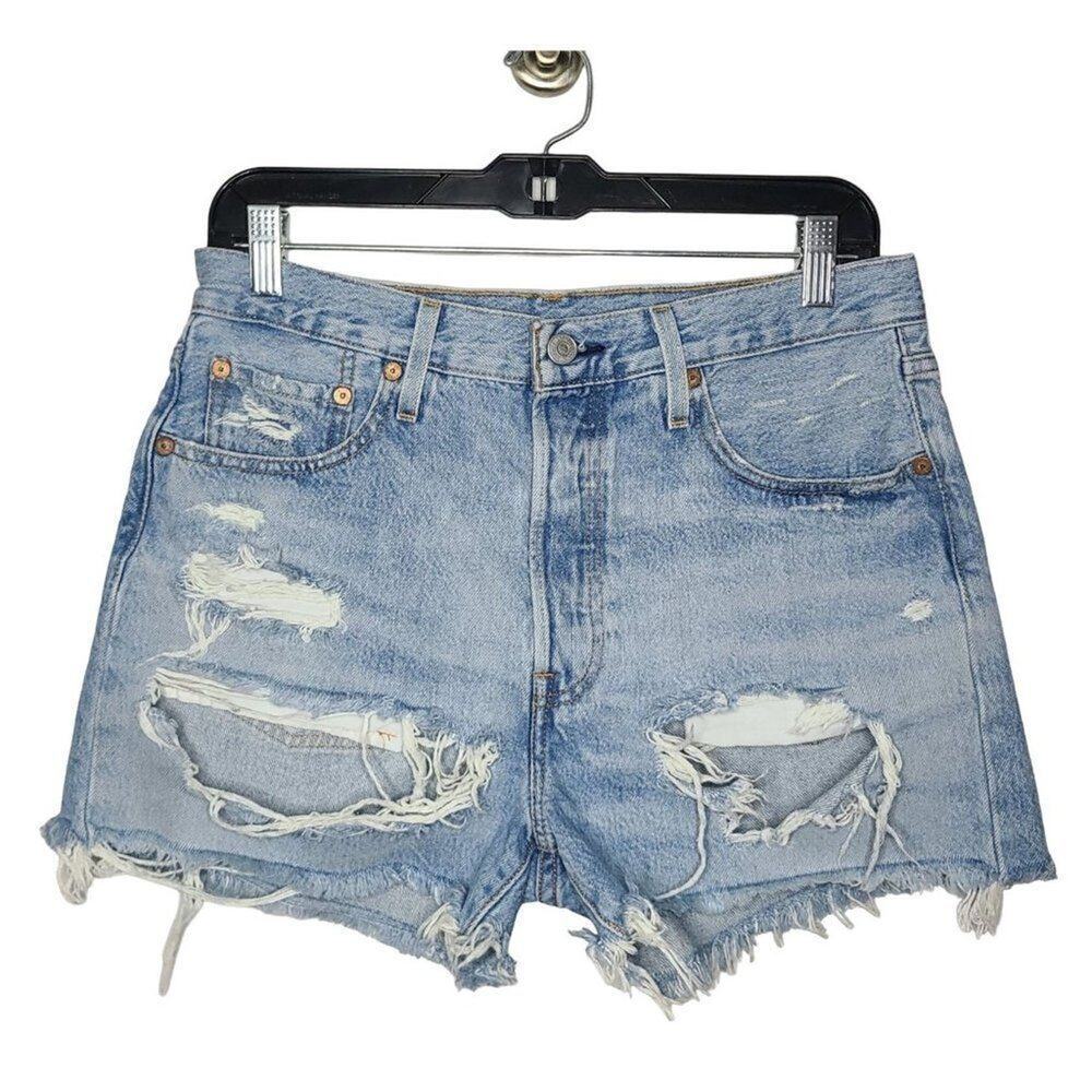 Levi's Women Shorts, Levi's 501 "Big E" Button Fly Distressed Jean Shorts, W28